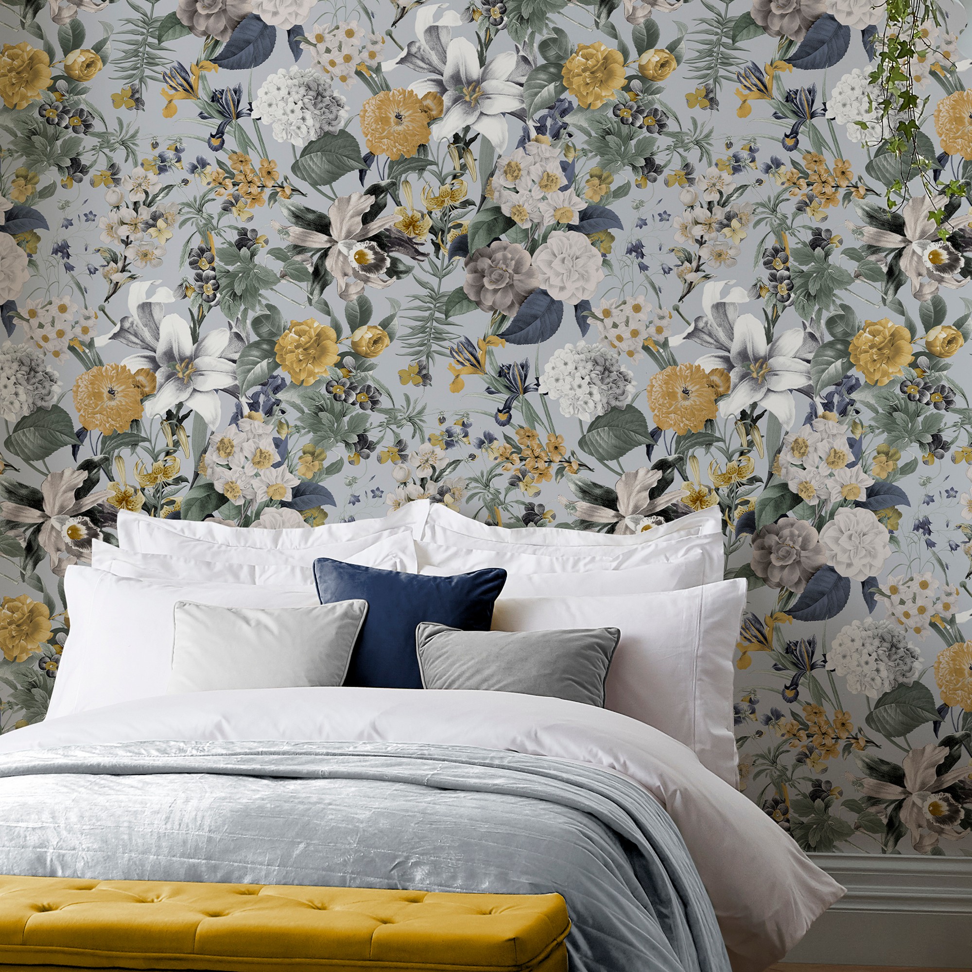 Glasshouse Flora Wallpaper 113964 By Graham Brown In Sky Blue